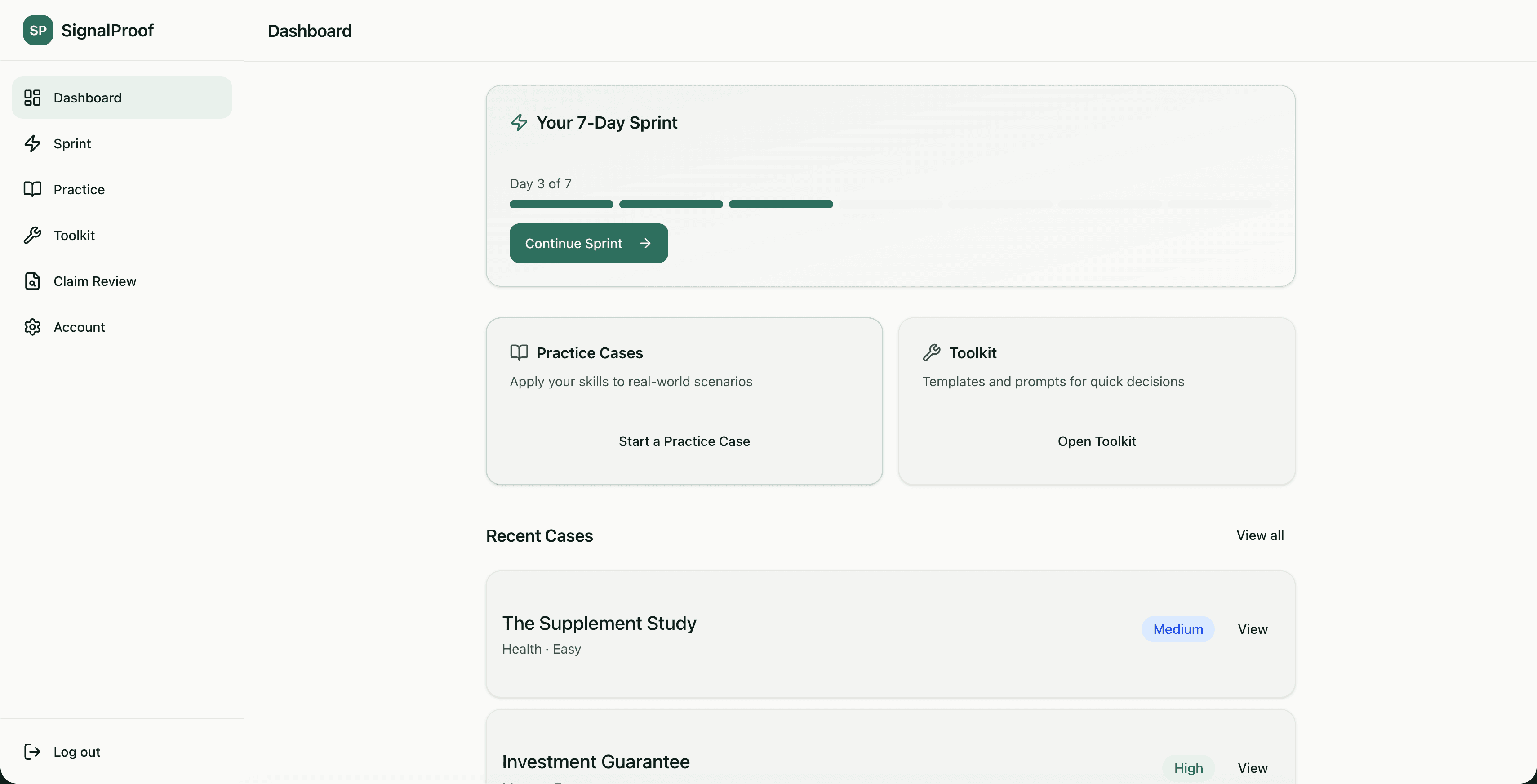 SignalProof — screenshot 2